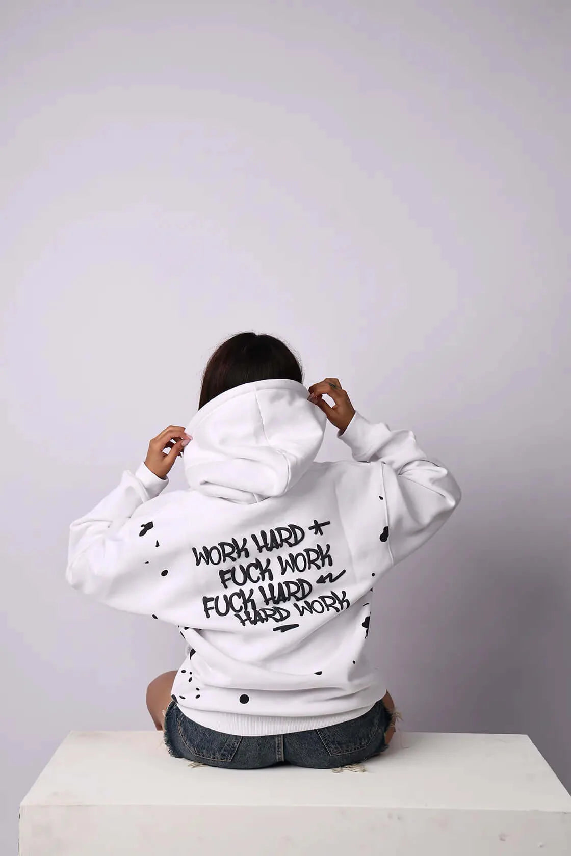 WORK HARD HOODIE [WHITE] - Bad Lies