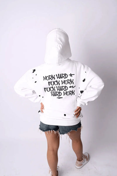 WORK HARD HOODIE [WHITE] - Bad Lies